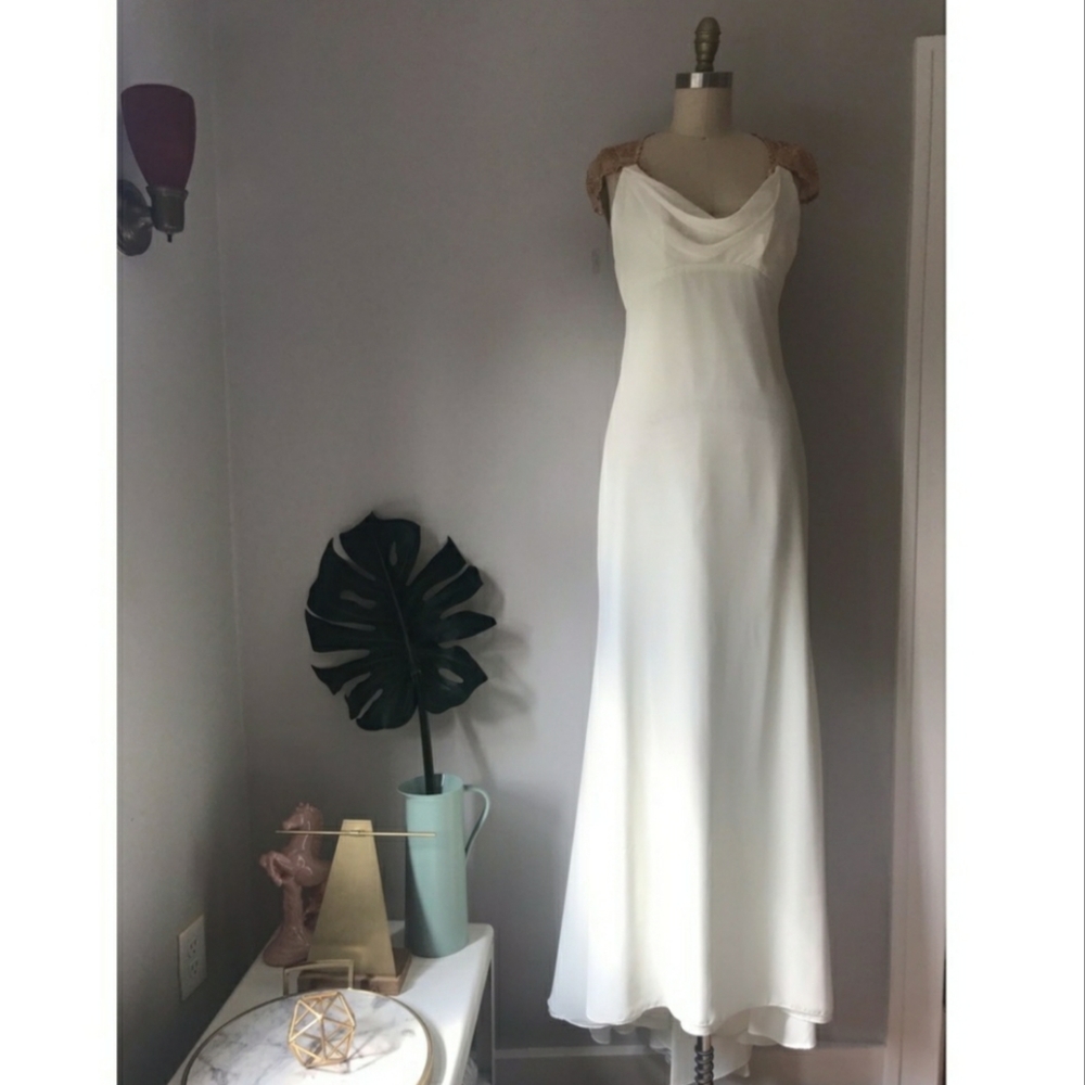 full length gown with small train